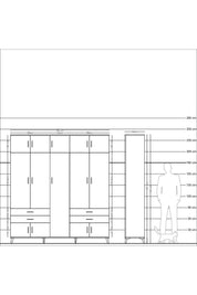 Hyperion Dolap 12 Raflı 4 Çekmeceli 2 Askılı 220x44x243 - S553M011V17B