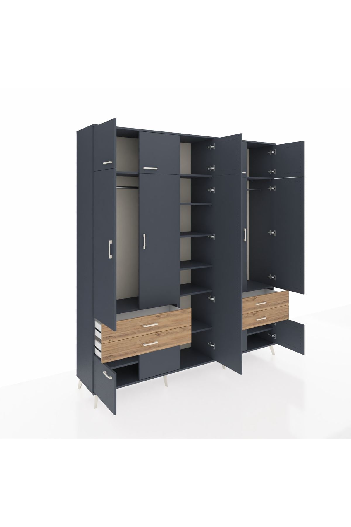 Hyperion Dolap 12 Raflı 4 Çekmeceli 2 Askılı 220x44x243 - S553M011V18B