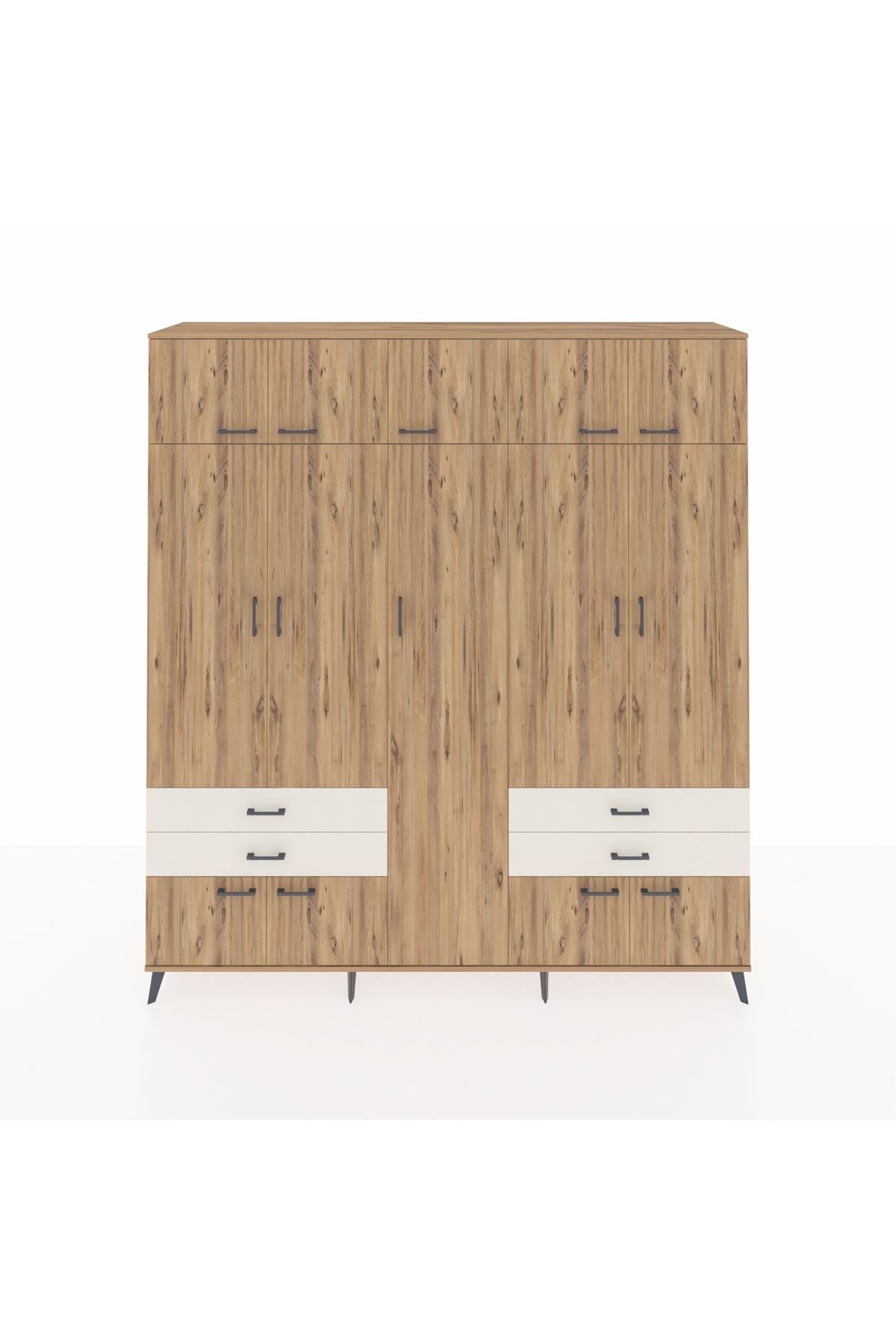 Hyperion Dolap 12 Raflı 4 Çekmeceli 2 Askılı 220x44x243 - S553M011V19B