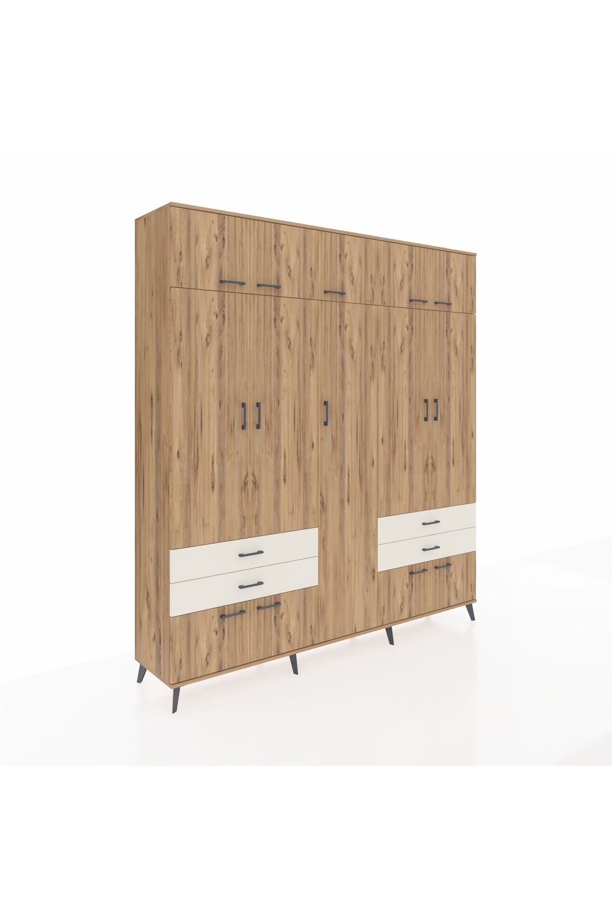 Hyperion Dolap 12 Raflı 4 Çekmeceli 2 Askılı 220x44x243 - S553M011V19B