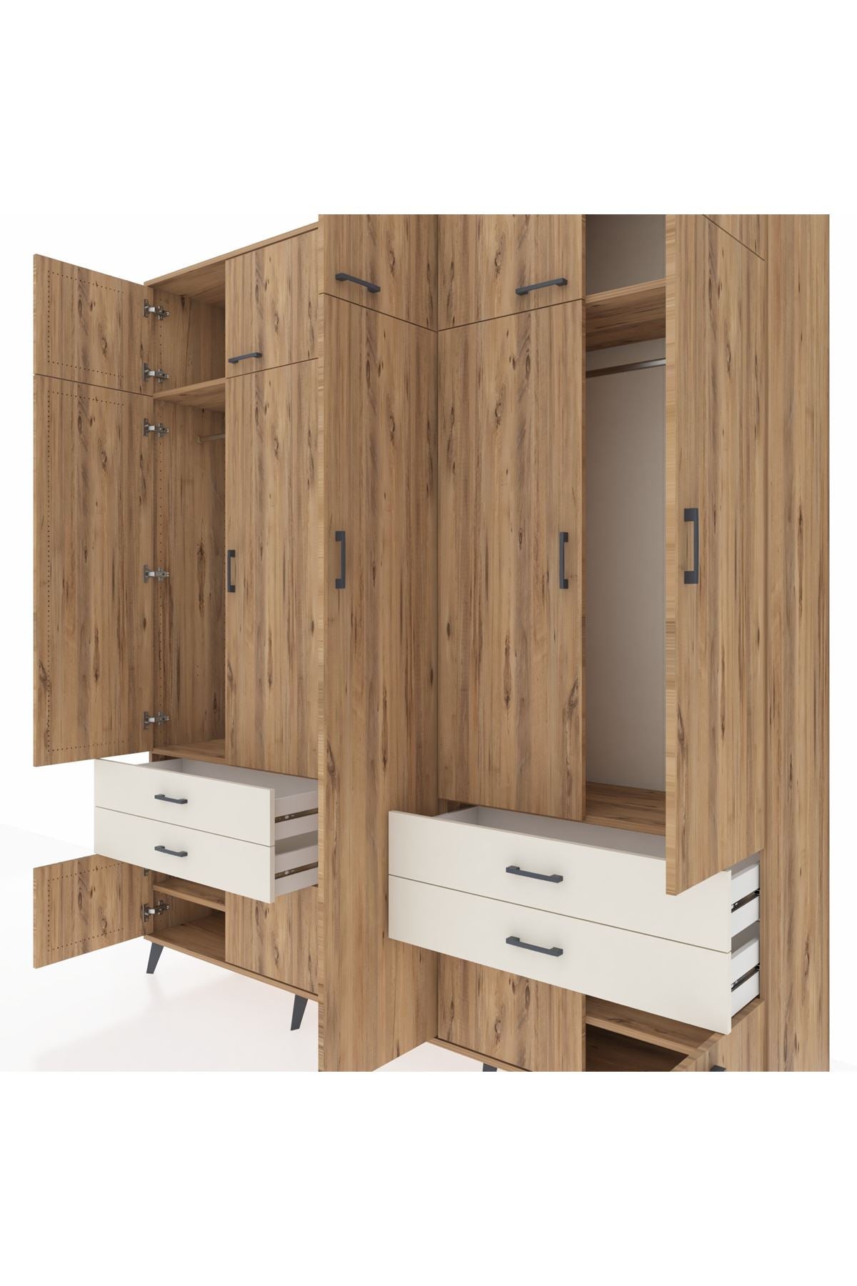 Hyperion Dolap 12 Raflı 4 Çekmeceli 2 Askılı 220x44x243 - S553M011V19B