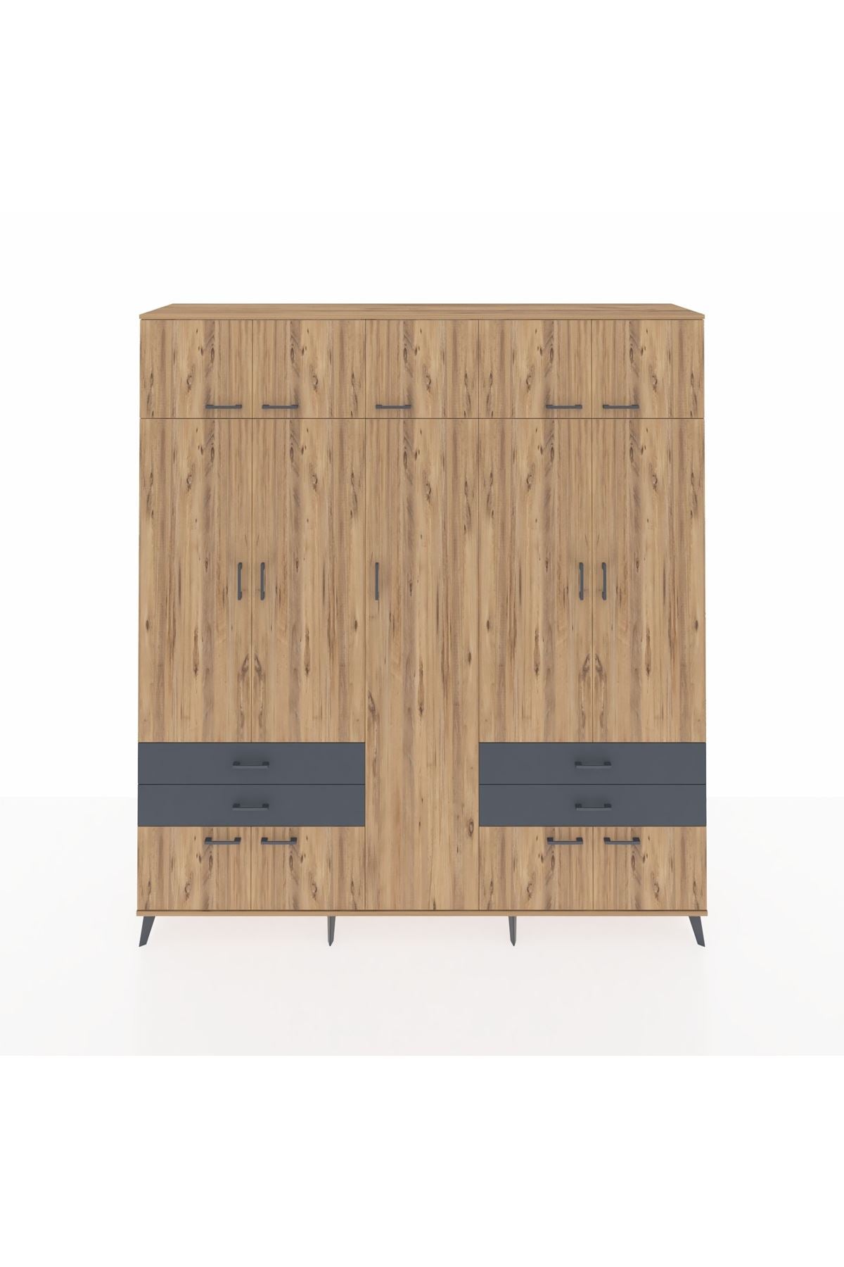 Hyperion Dolap 12 Raflı 4 Çekmeceli 2 Askılı 220x44x243 - S553M011V20B