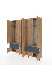 Hyperion Dolap 12 Raflı 4 Çekmeceli 2 Askılı 220x44x243 - S553M011V20B