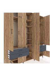 Hyperion Dolap 12 Raflı 4 Çekmeceli 2 Askılı 220x44x243 - S553M011V20B