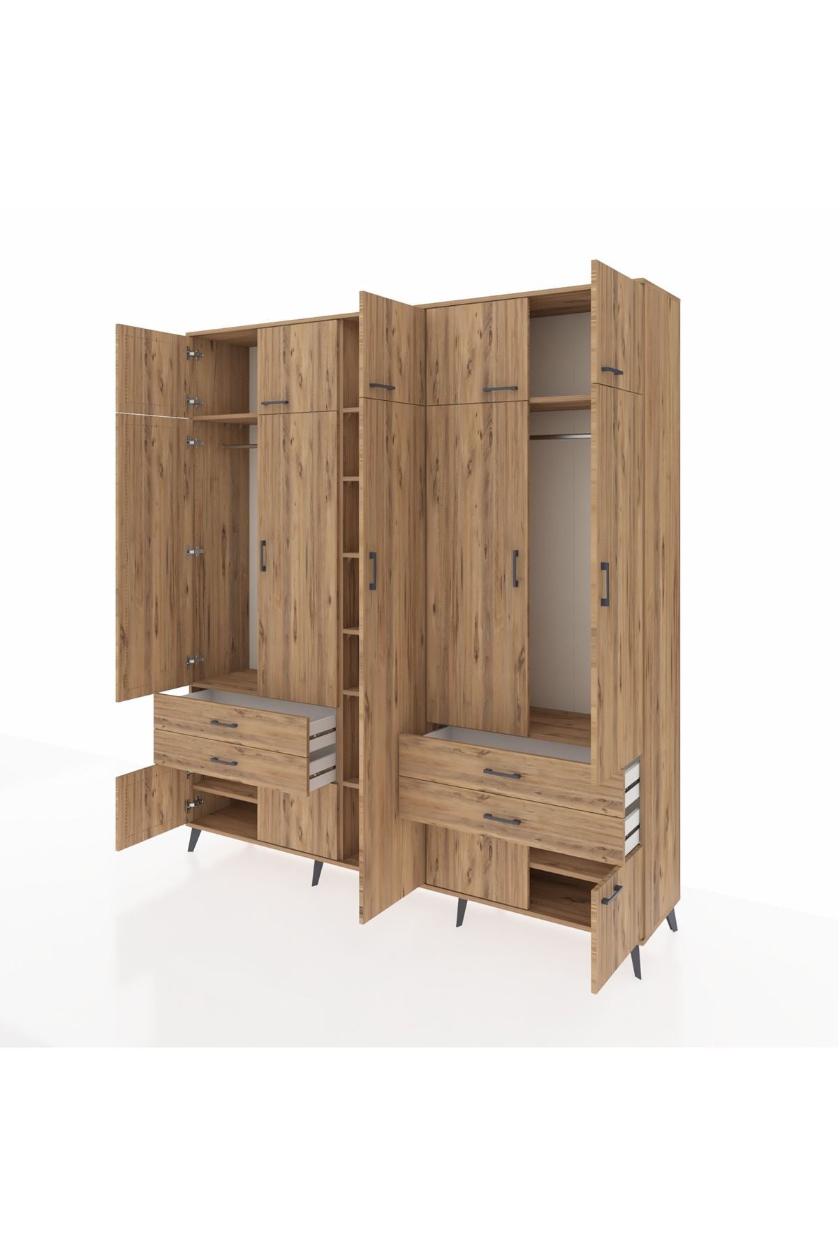 Hyperion Dolap 12 Raflı 4 Çekmeceli 2 Askılı 220x44x243 - S553M011V21B