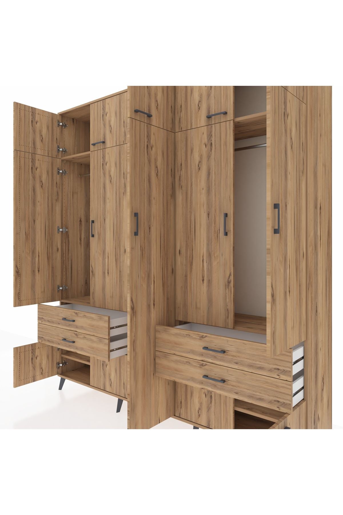 Hyperion Dolap 12 Raflı 4 Çekmeceli 2 Askılı 220x44x243 - S553M011V21B