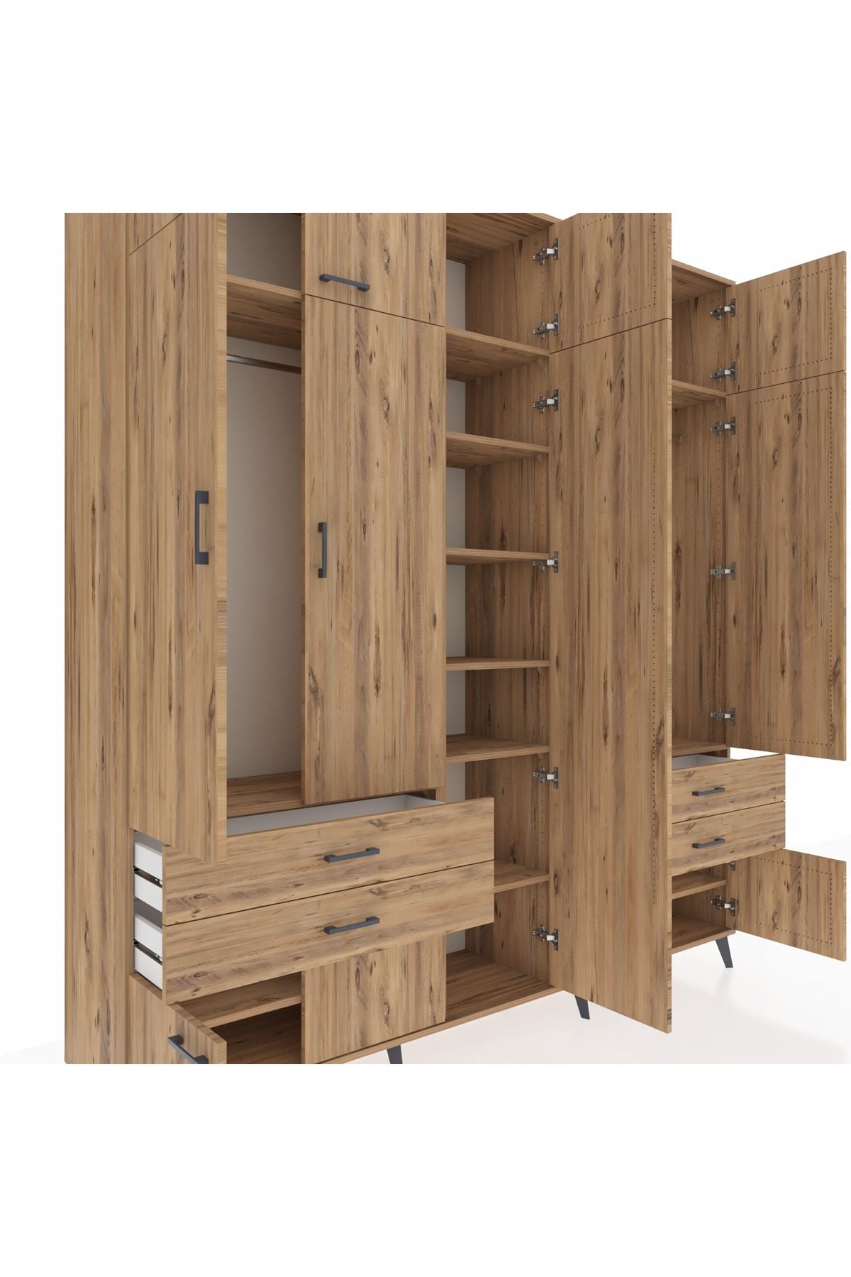 Hyperion Dolap 12 Raflı 4 Çekmeceli 2 Askılı 220x44x243 - S553M011V21B