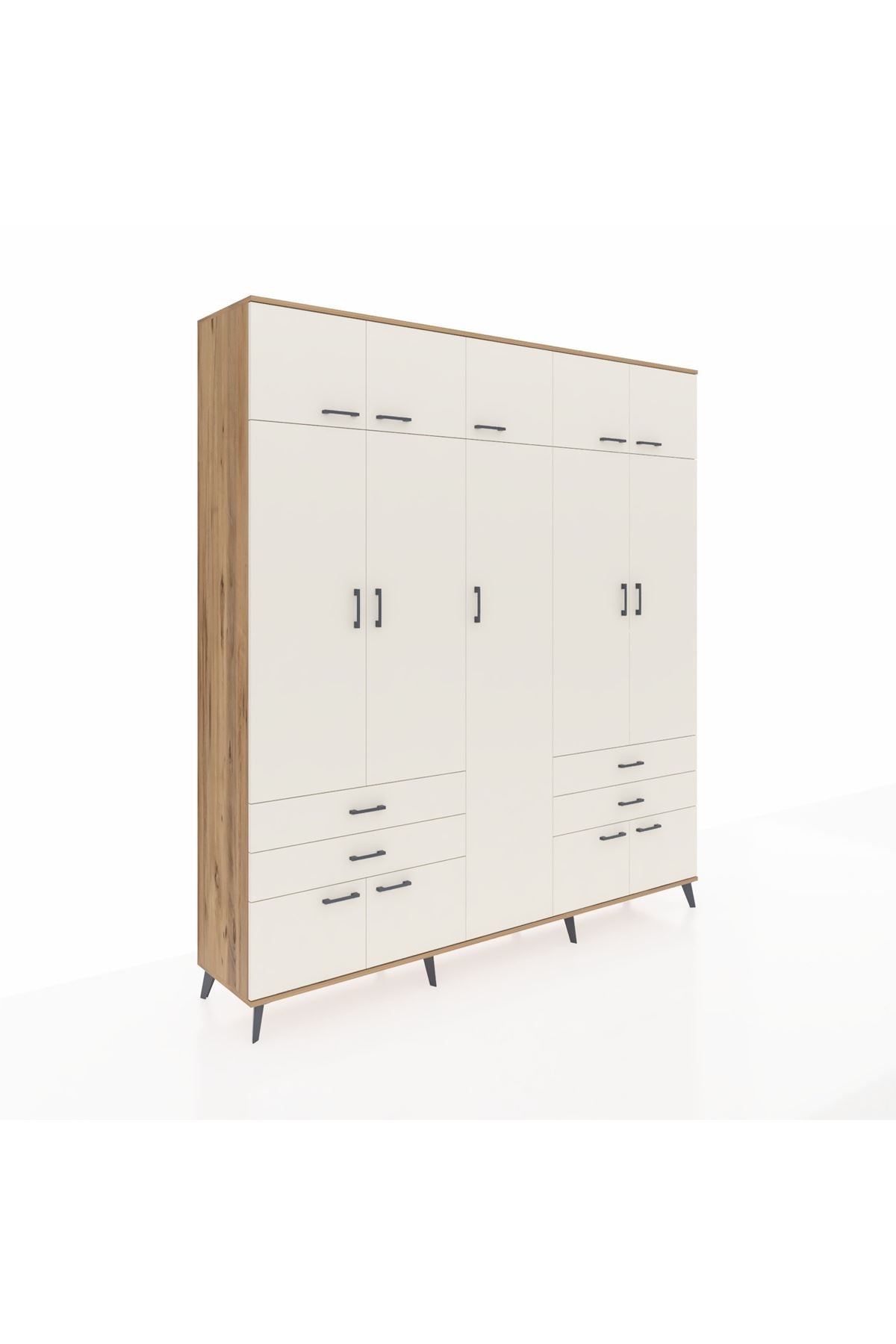 Hyperion Dolap 12 Raflı 4 Çekmeceli 2 Askılı 220x44x243 - S553M011V22B