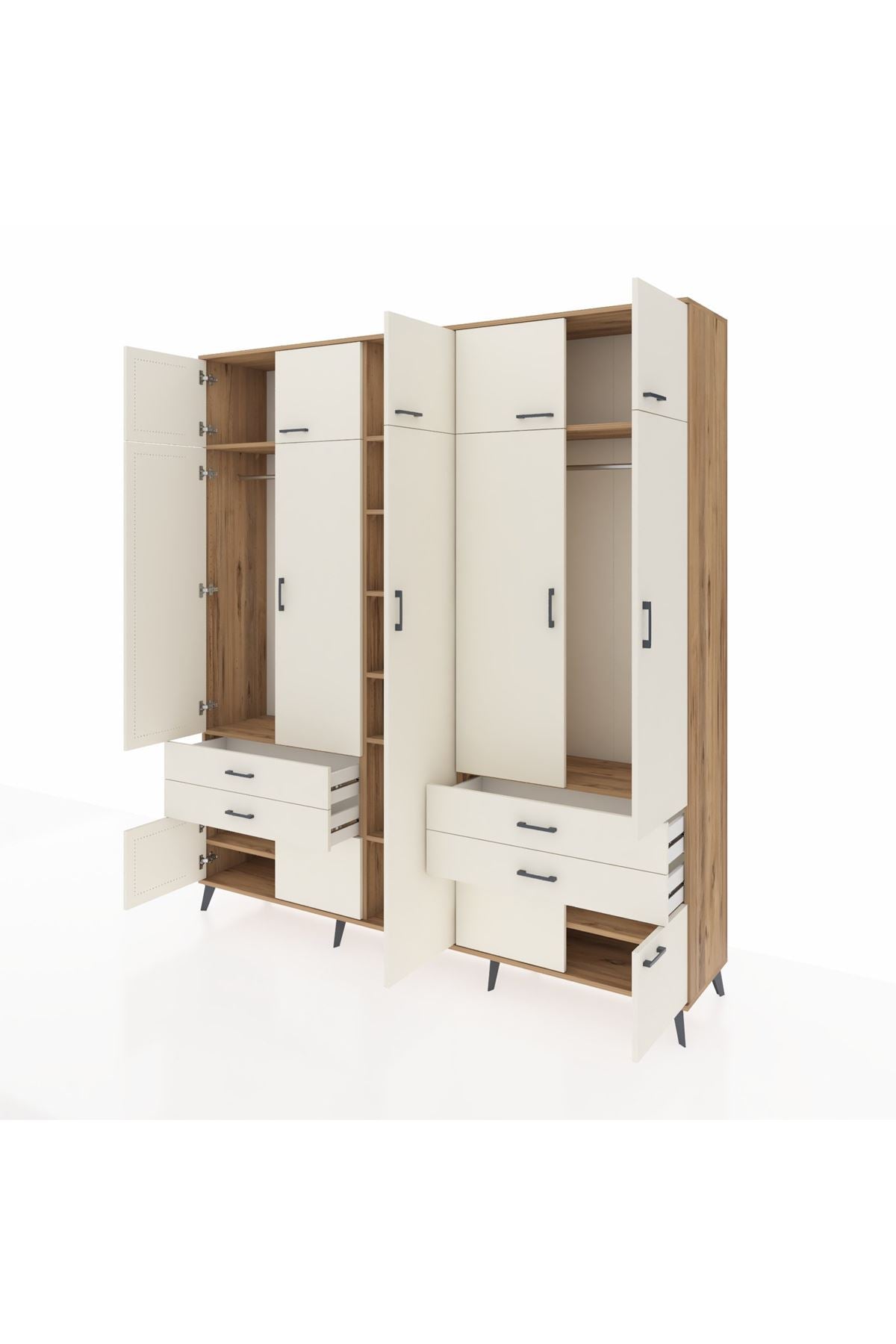 Hyperion Dolap 12 Raflı 4 Çekmeceli 2 Askılı 220x44x243 - S553M011V22B