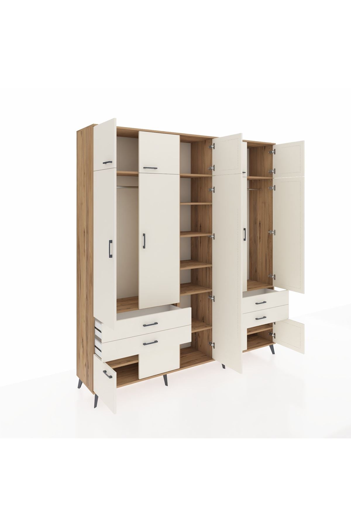 Hyperion Dolap 12 Raflı 4 Çekmeceli 2 Askılı 220x44x243 - S553M011V22B