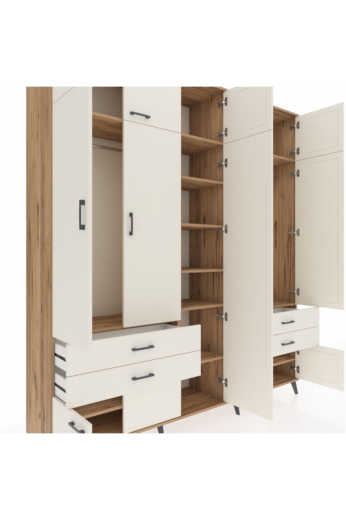 Hyperion Dolap 12 Raflı 4 Çekmeceli 2 Askılı 220x44x243 - S553M011V22B