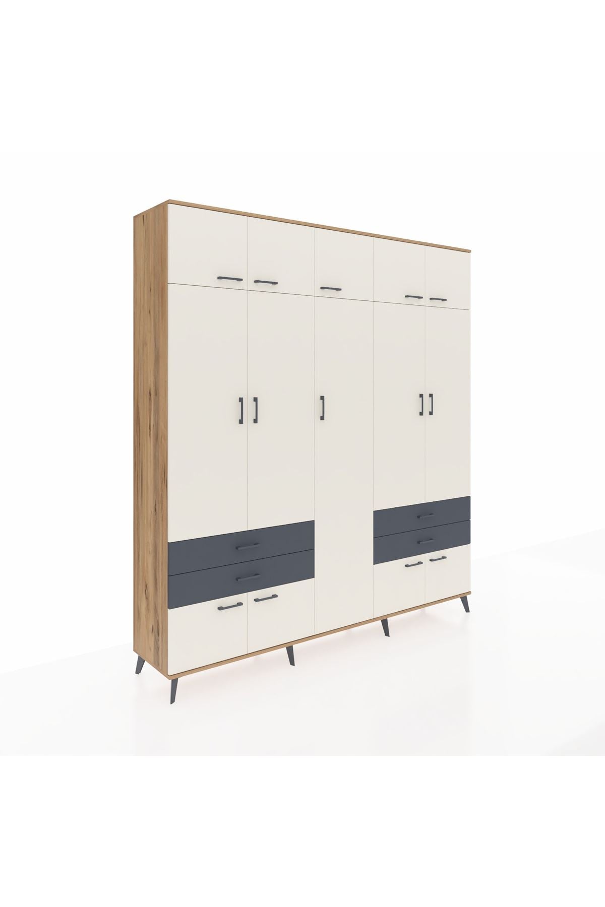 Hyperion Dolap 12 Raflı 4 Çekmeceli 2 Askılı 220x44x243 - S553M011V23B