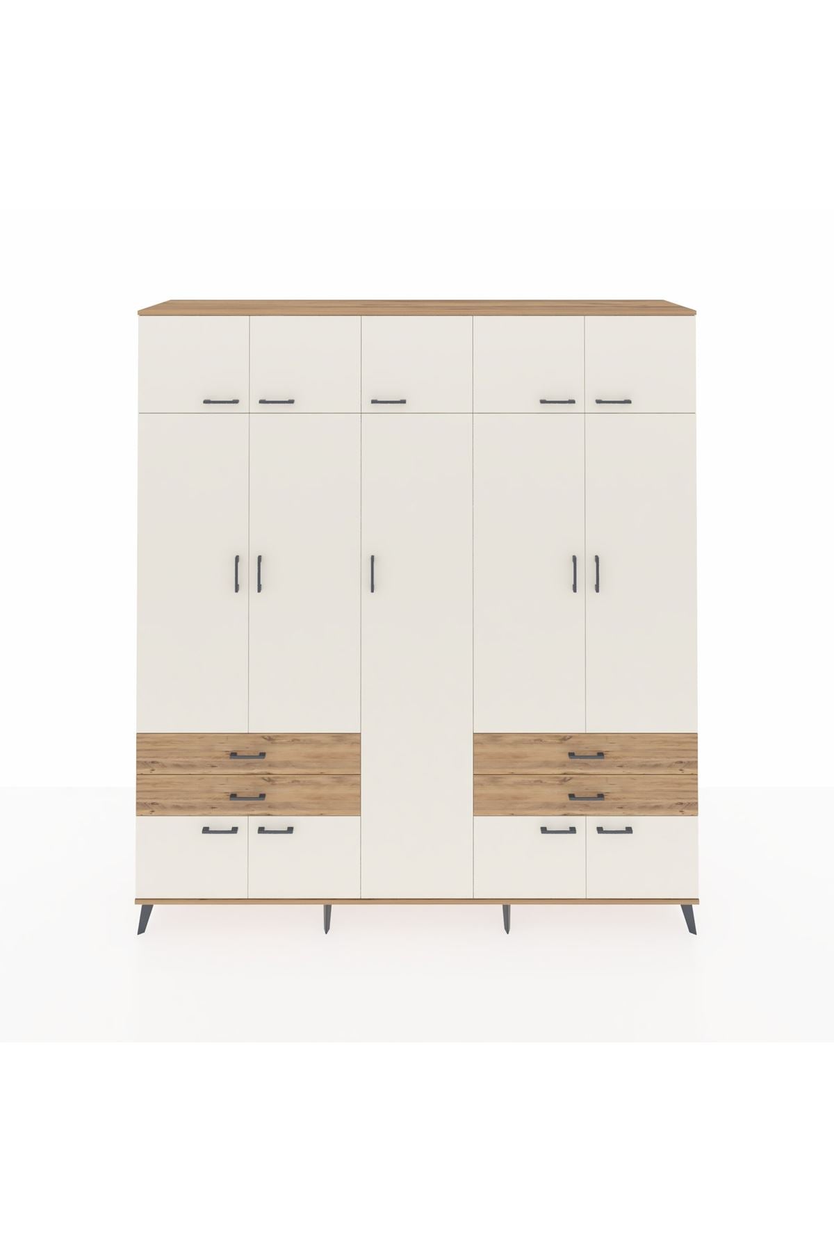 Hyperion Dolap 12 Raflı 4 Çekmeceli 2 Askılı 220x44x243 - S553M011V24B