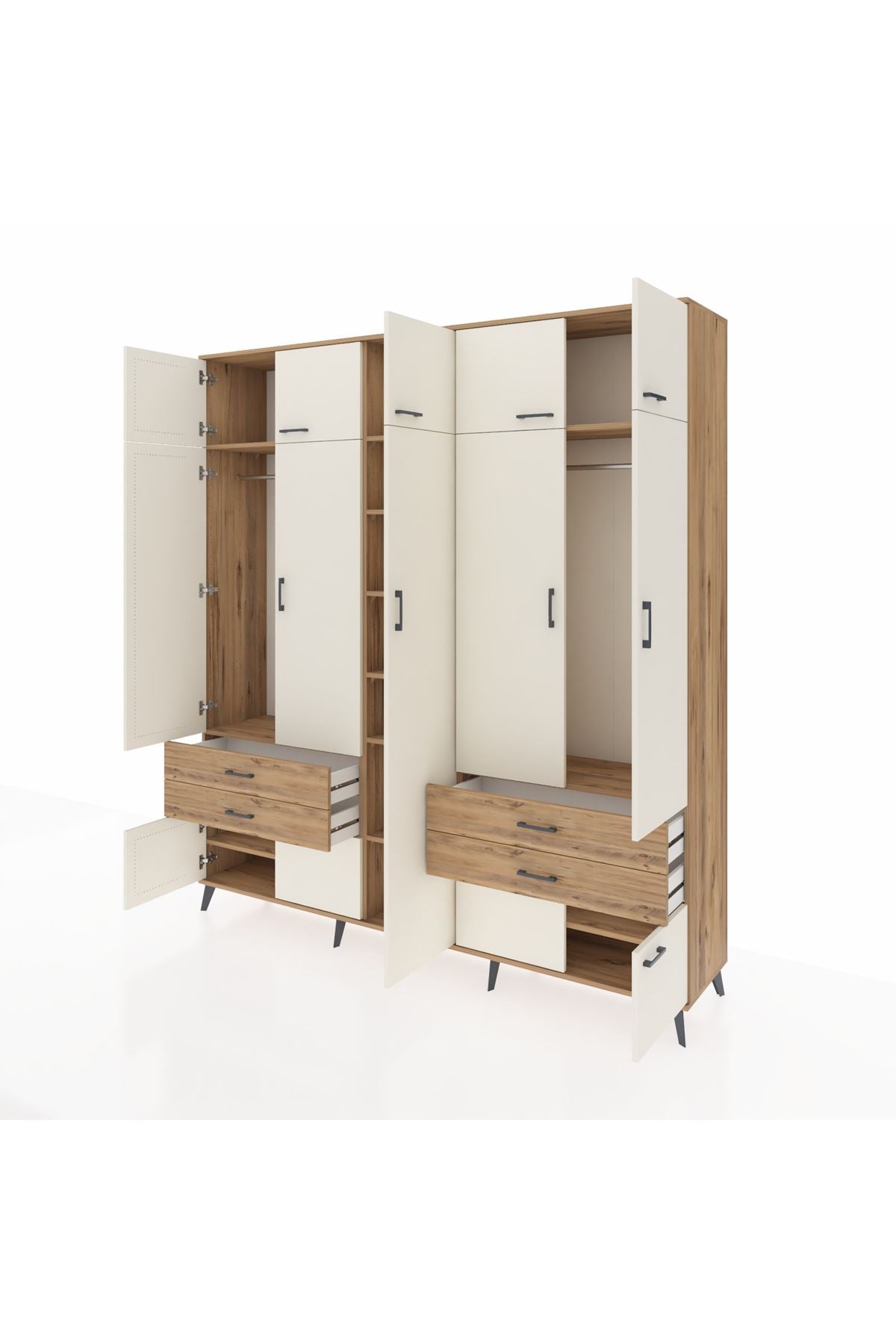 Hyperion Dolap 12 Raflı 4 Çekmeceli 2 Askılı 220x44x243 - S553M011V24B