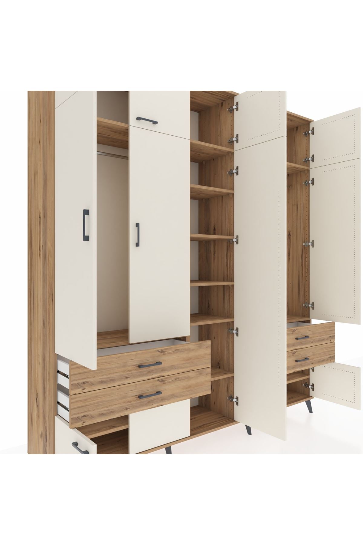 Hyperion Dolap 12 Raflı 4 Çekmeceli 2 Askılı 220x44x243 - S553M011V24B