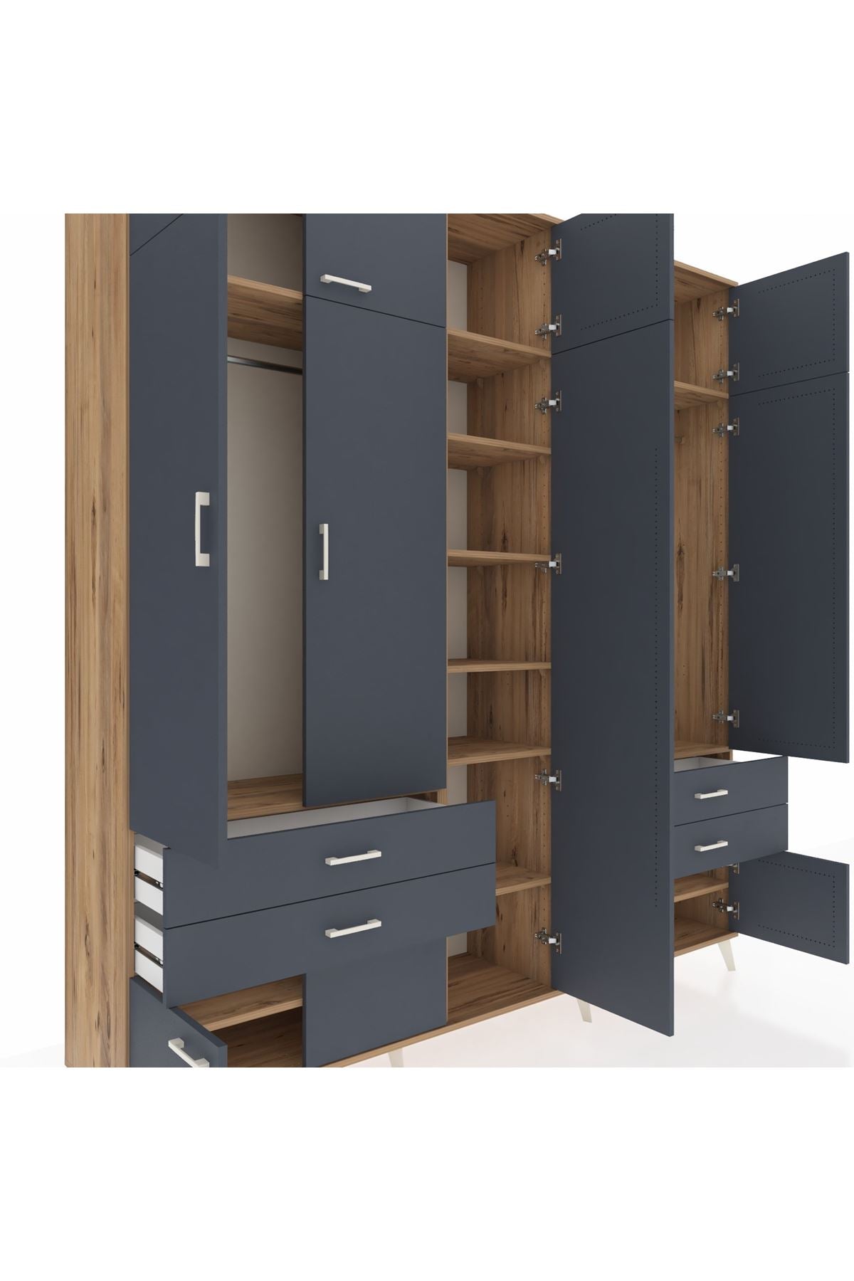 Hyperion Dolap 12 Raflı 4 Çekmeceli 2 Askılı 220x44x243 - S553M011V26B