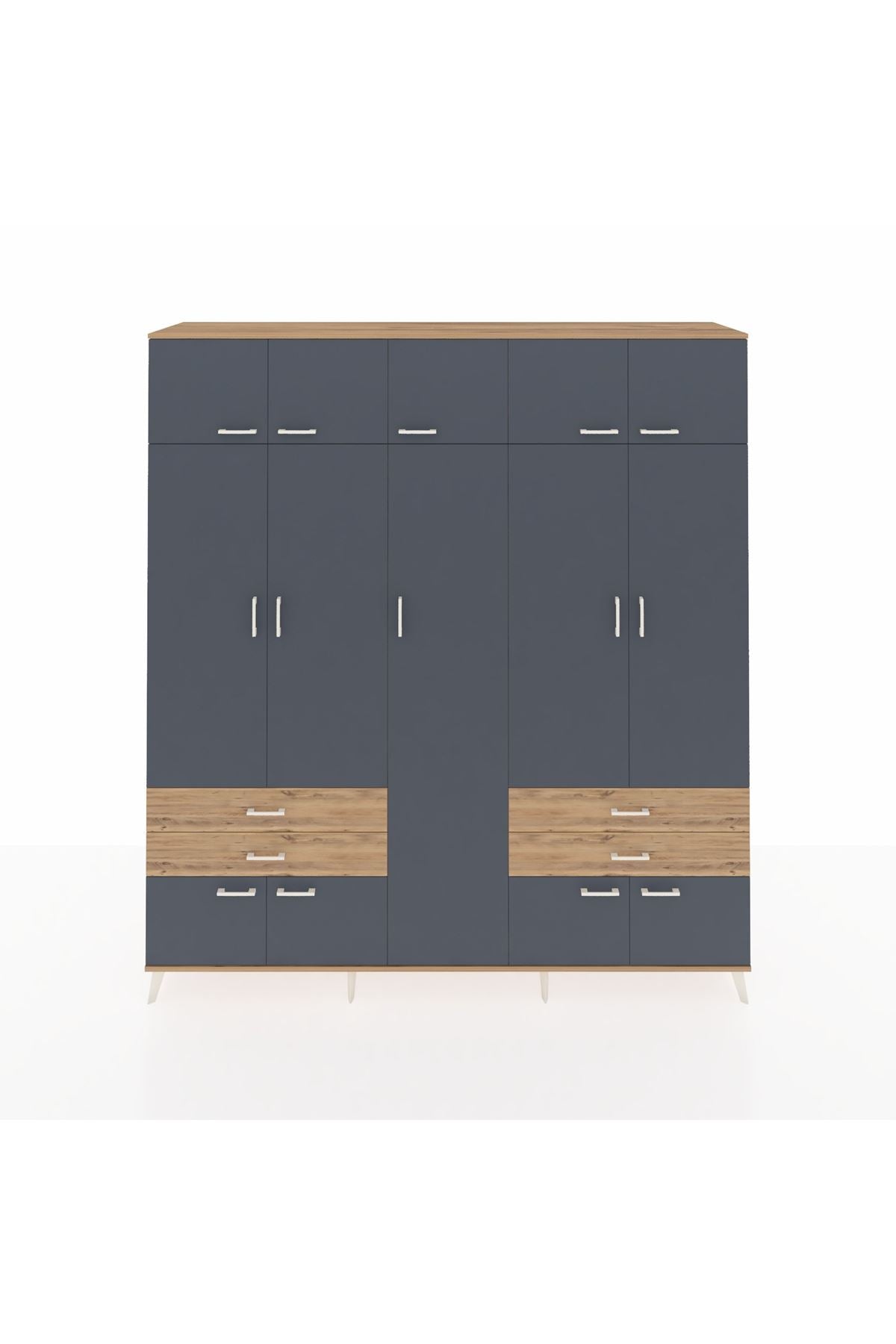 Hyperion Dolap 12 Raflı 4 Çekmeceli 2 Askılı 220x44x243 - S553M011V27B