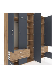 Hyperion Dolap 12 Raflı 4 Çekmeceli 2 Askılı 220x44x243 - S553M011V27B