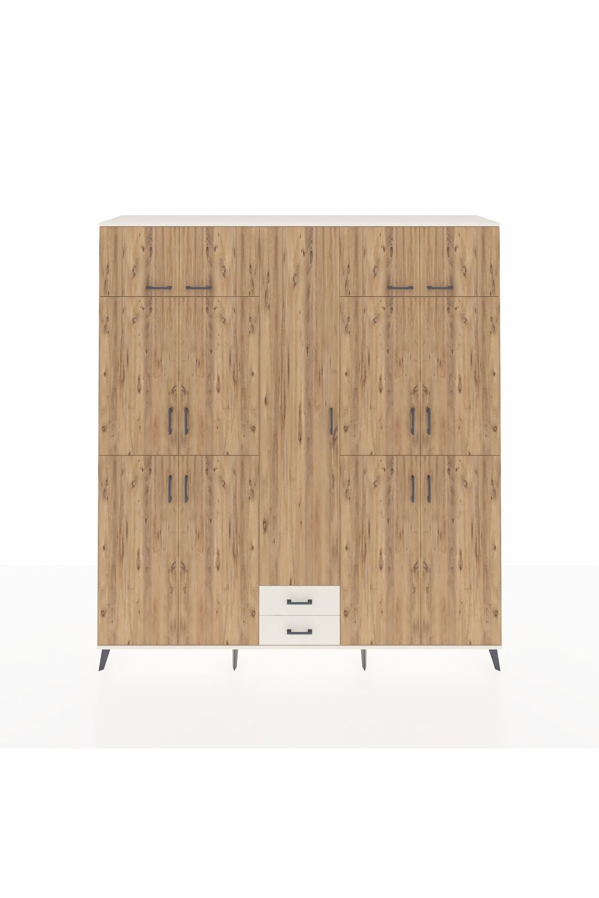 Hyperion Dolap 10 Raflı 2 Çekmeceli 4 Askılı 220x44x243 Aytaşı-Çam/Aytaşı