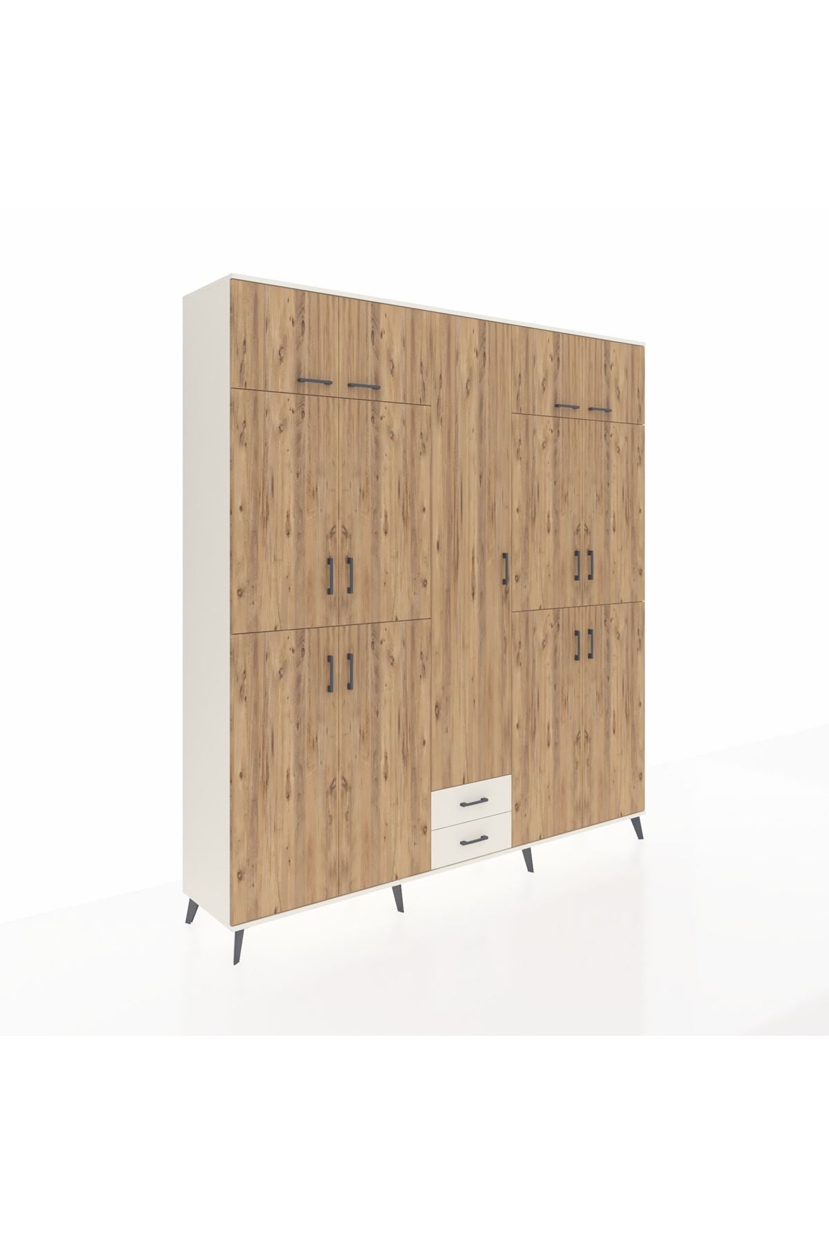 Hyperion Dolap 10 Raflı 2 Çekmeceli 4 Askılı 220x44x243 Aytaşı-Çam/Aytaşı