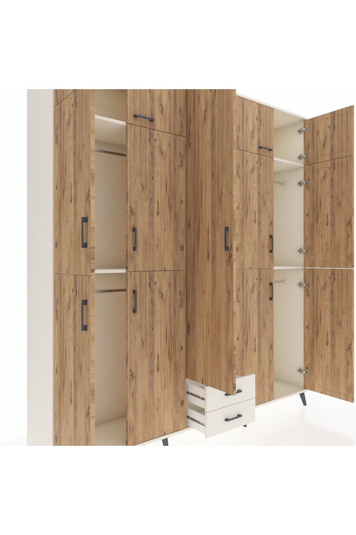 Hyperion Dolap 10 Raflı 2 Çekmeceli 4 Askılı 220x44x243 Aytaşı-Çam/Aytaşı