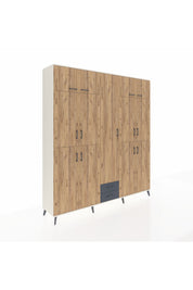 Hyperion Dolap 10 Raflı 2 Çekmeceli 4 Askılı 220x44x243 Aytaşı-Çam/Antrasit