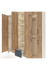 Hyperion Dolap 10 Raflı 2 Çekmeceli 4 Askılı 220x44x243 Aytaşı-Çam/Antrasit