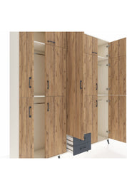 Hyperion Dolap 10 Raflı 2 Çekmeceli 4 Askılı 220x44x243 Aytaşı-Çam/Antrasit