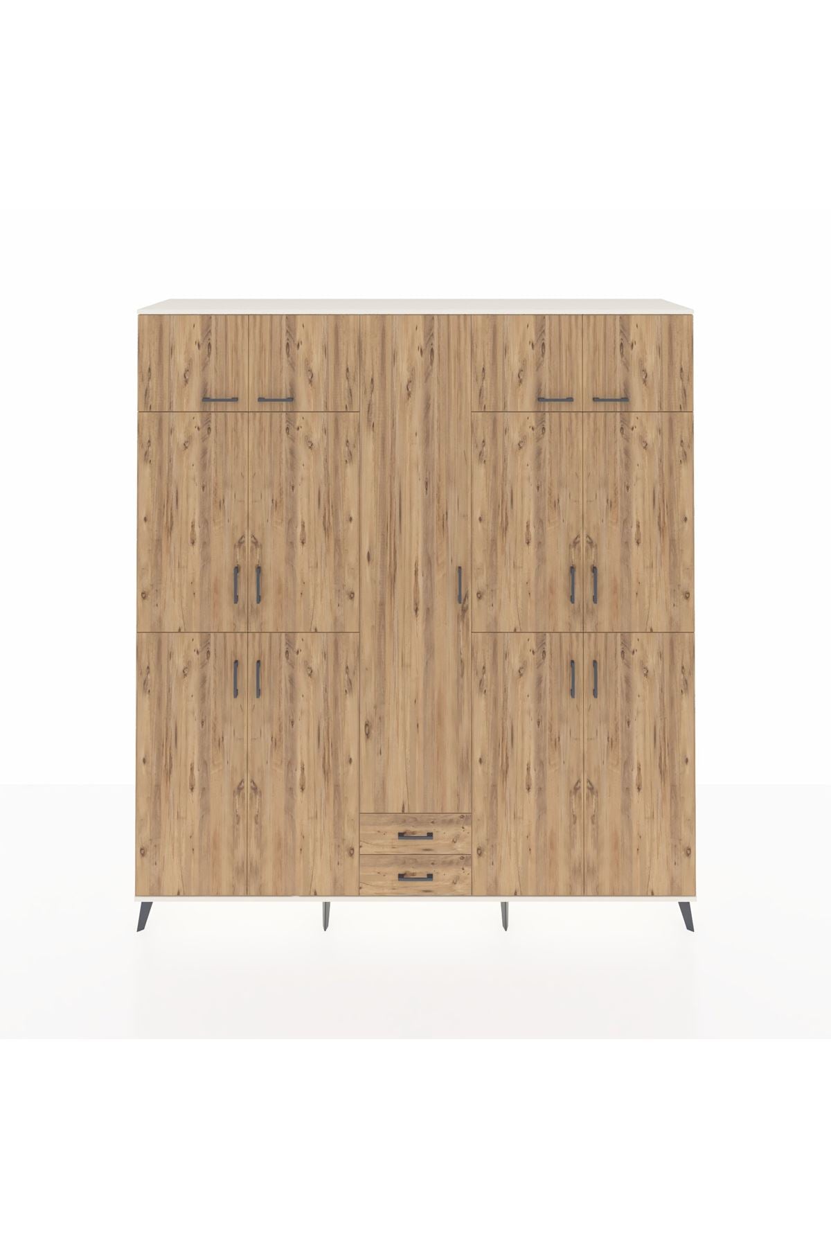 Hyperion Dolap 10 Raflı 2 Çekmeceli 4 Askılı 220x44x243 Aytaşı-Çam/Çam