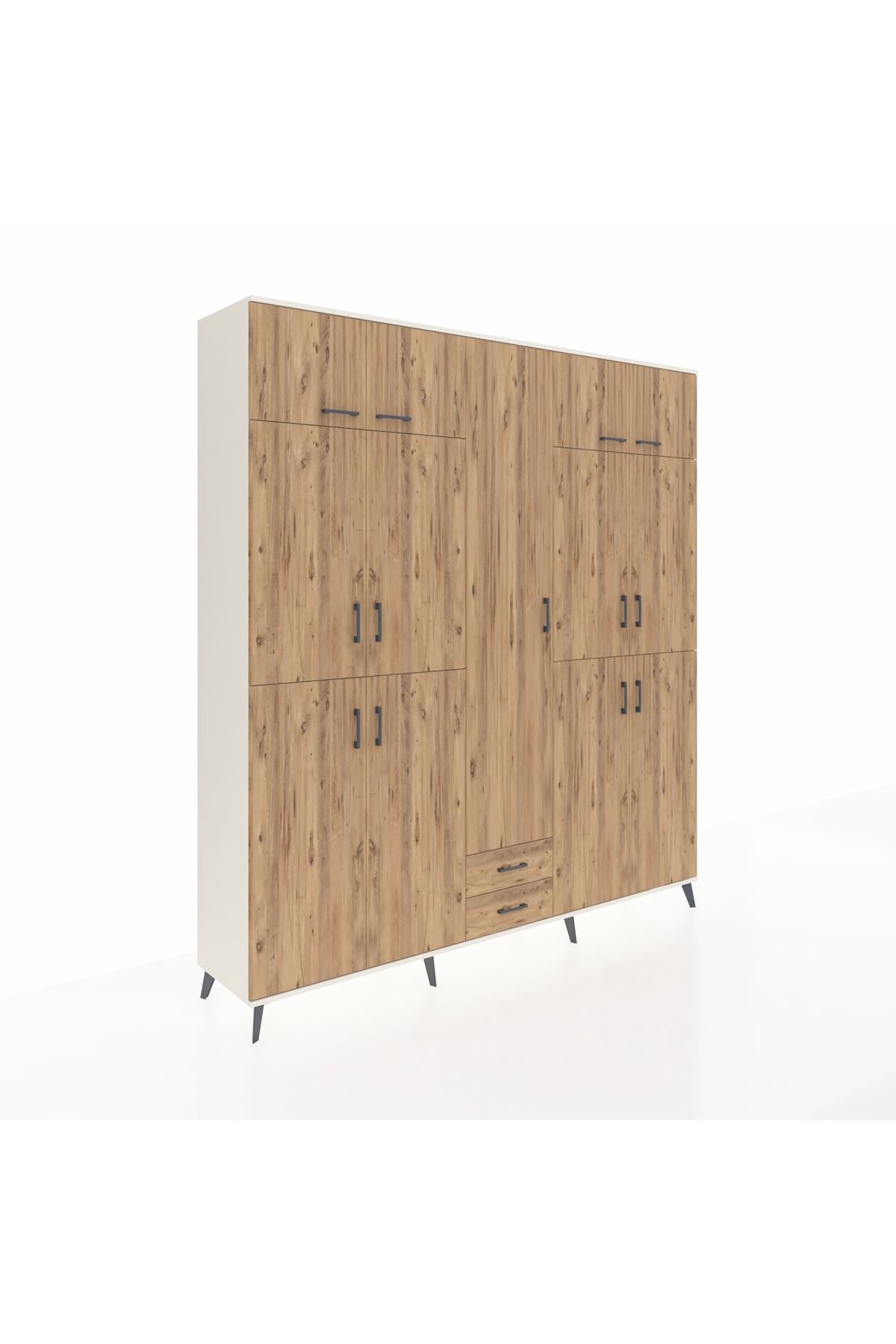 Hyperion Dolap 10 Raflı 2 Çekmeceli 4 Askılı 220x44x243 Aytaşı-Çam/Çam