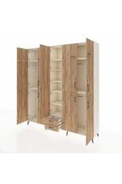 Hyperion Dolap 10 Raflı 2 Çekmeceli 4 Askılı 220x44x243 Aytaşı-Çam/Çam