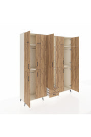 Hyperion Dolap 10 Raflı 2 Çekmeceli 4 Askılı 220x44x243 Aytaşı-Çam/Çam