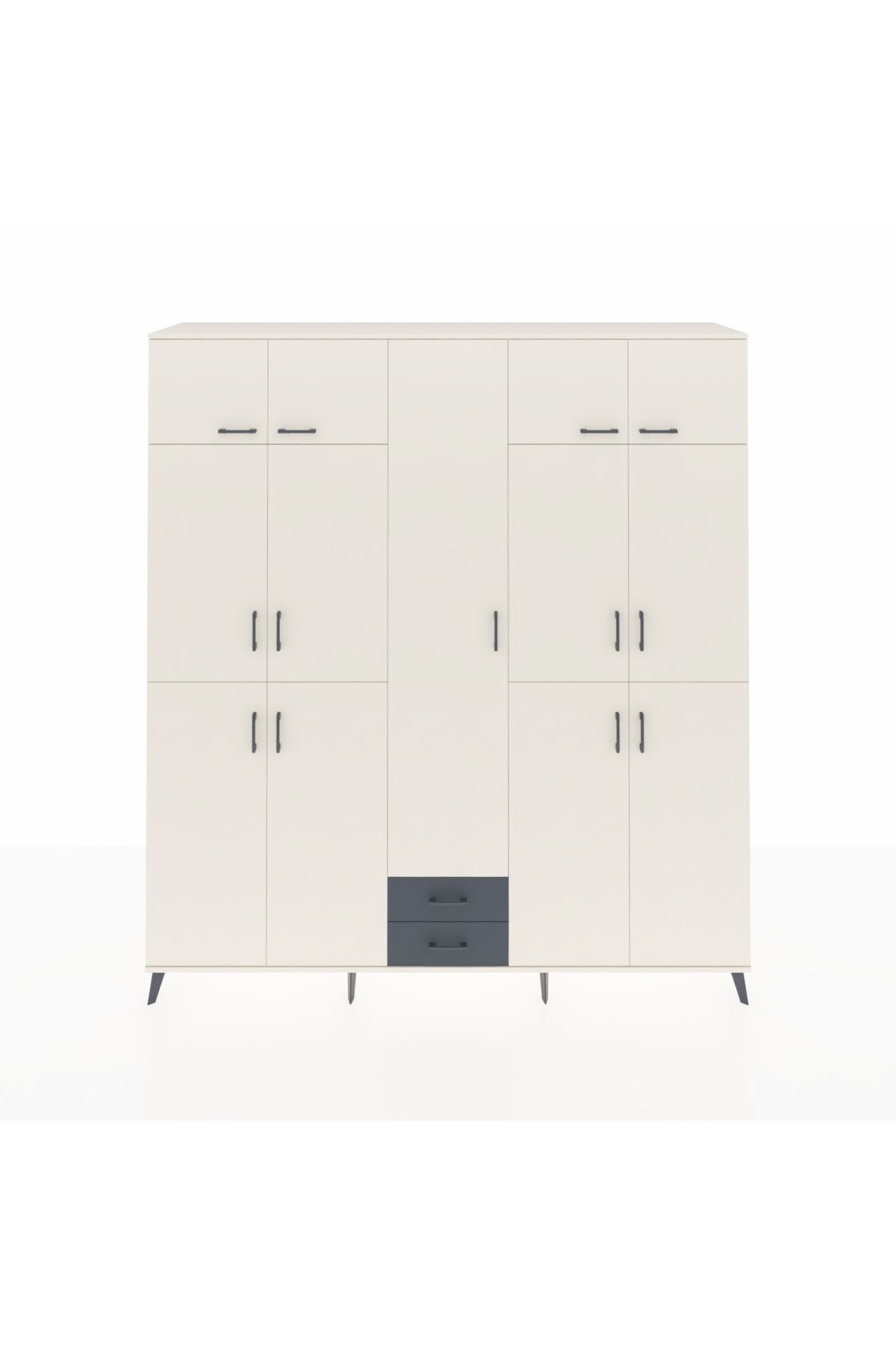 Hyperion Dolap 10 Raflı 2 Çekmeceli 4 Askılı 220x44x243 Aytaşı-Aytaşı/Antrasit