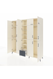 Hyperion Dolap 10 Raflı 2 Çekmeceli 4 Askılı 220x44x243 Aytaşı-Aytaşı/Antrasit