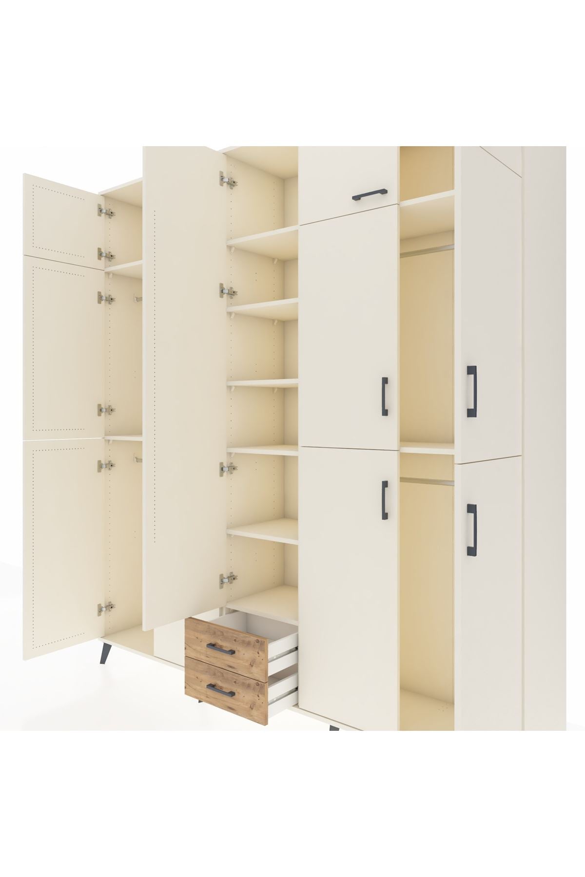 Hyperion Dolap 10 Raflı 2 Çekmeceli 4 Askılı 220x44x243 Aytaşı-Aytaşı/Çam