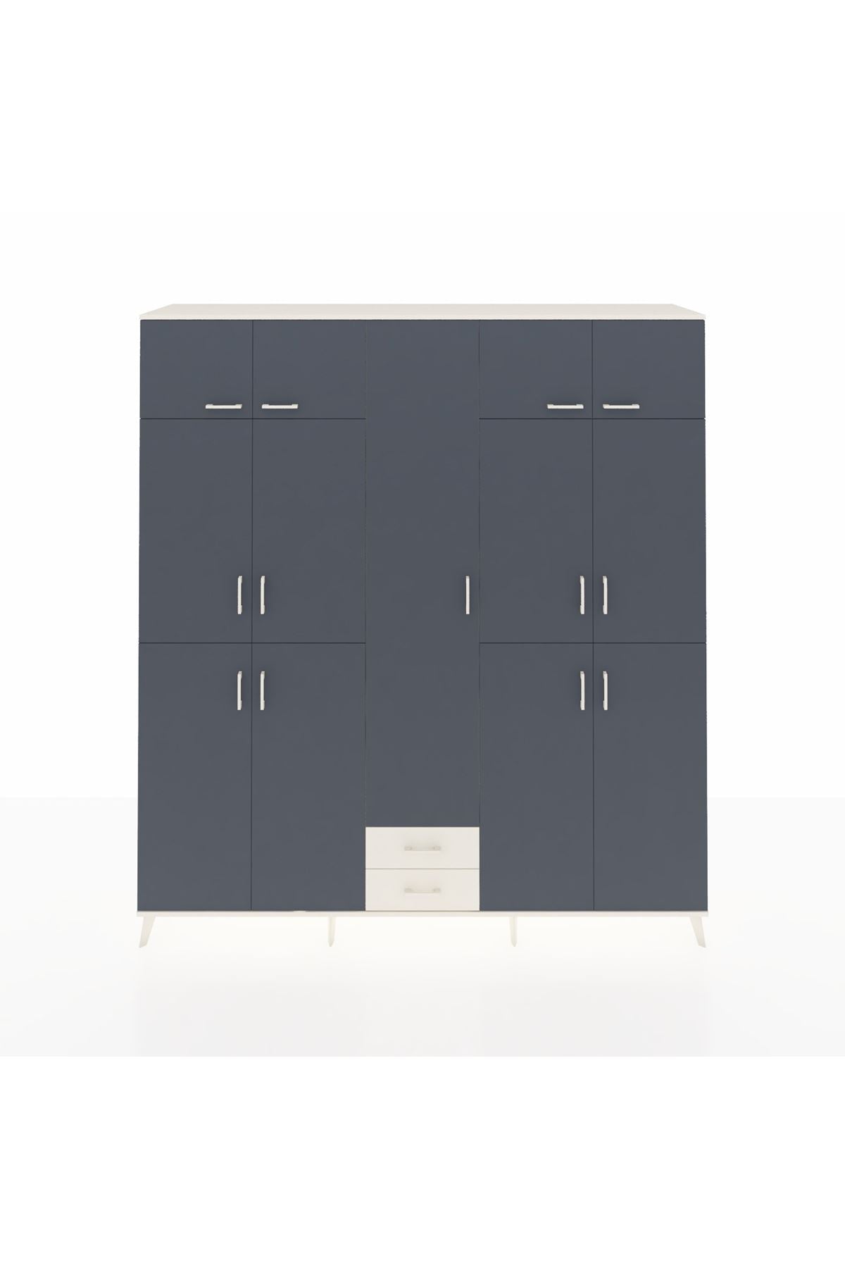 Hyperion Dolap 10 Raflı 2 Çekmeceli 4 Askılı 220x44x243 Aytaşı-Antrasit/Aytaşı