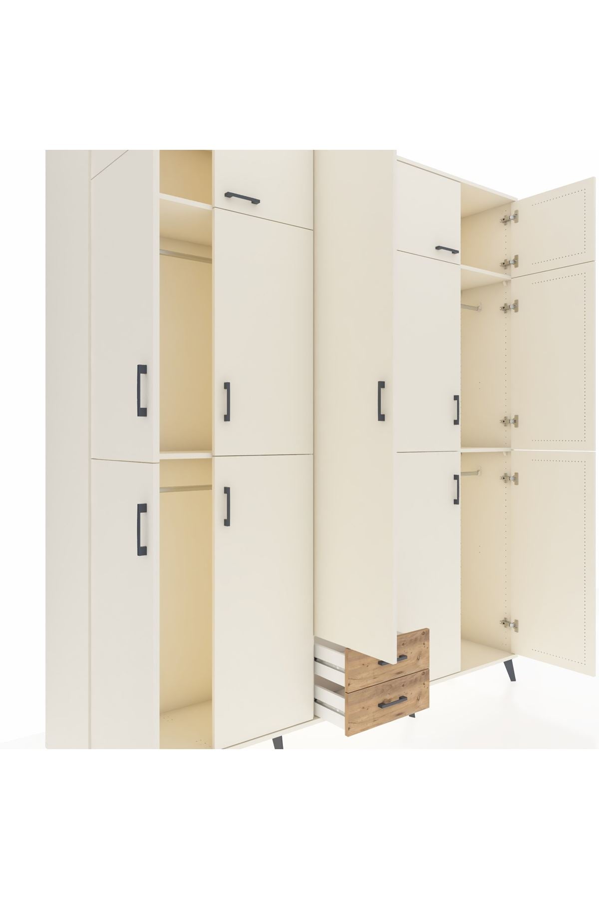 Hyperion Dolap 10 Raflı 2 Çekmeceli 4 Askılı 220x44x243 Aytaşı-Aytaşı/Çam