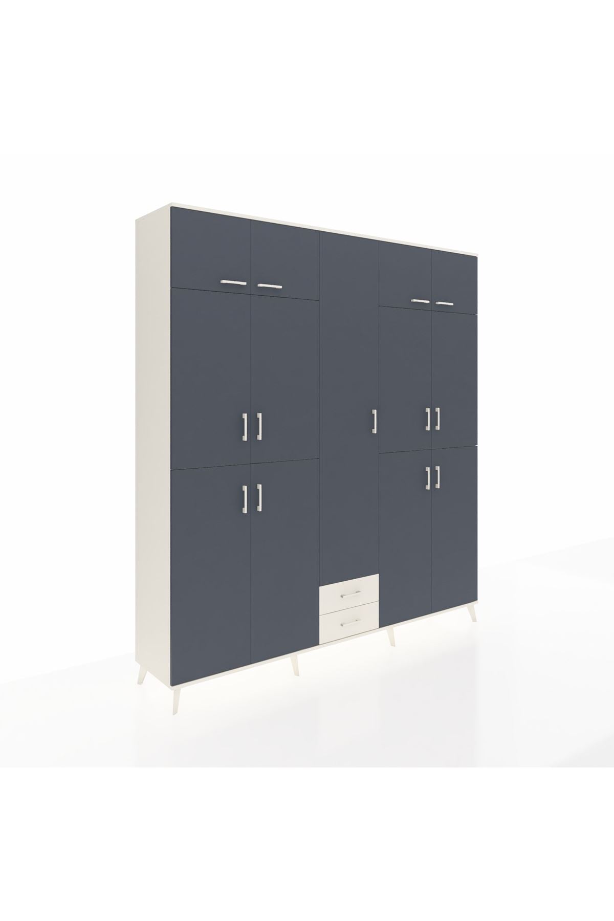 Hyperion Dolap 10 Raflı 2 Çekmeceli 4 Askılı 220x44x243 Aytaşı-Antrasit/Aytaşı