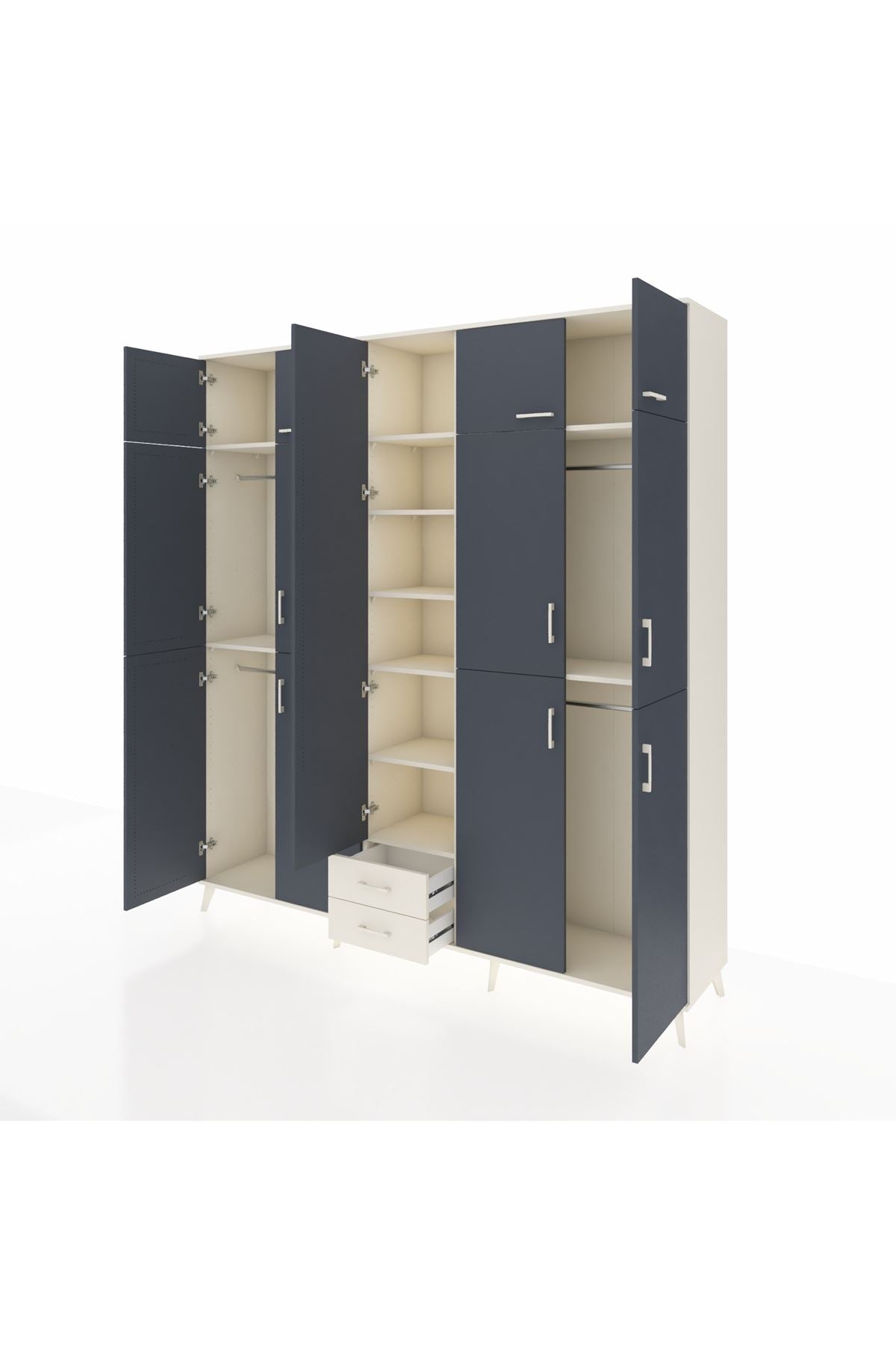 Hyperion Dolap 10 Raflı 2 Çekmeceli 4 Askılı 220x44x243 Aytaşı-Antrasit/Aytaşı