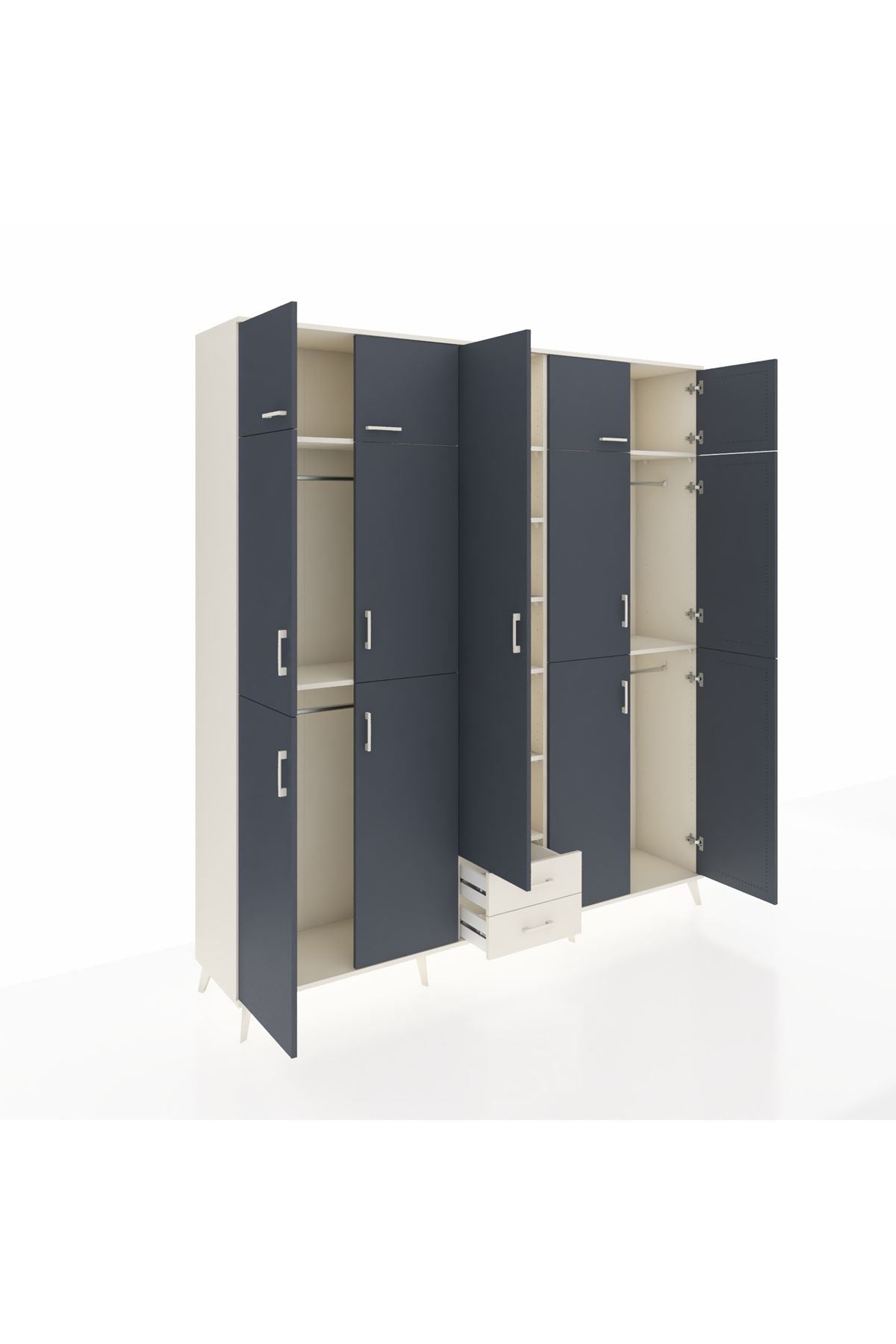 Hyperion Dolap 10 Raflı 2 Çekmeceli 4 Askılı 220x44x243 Aytaşı-Antrasit/Aytaşı