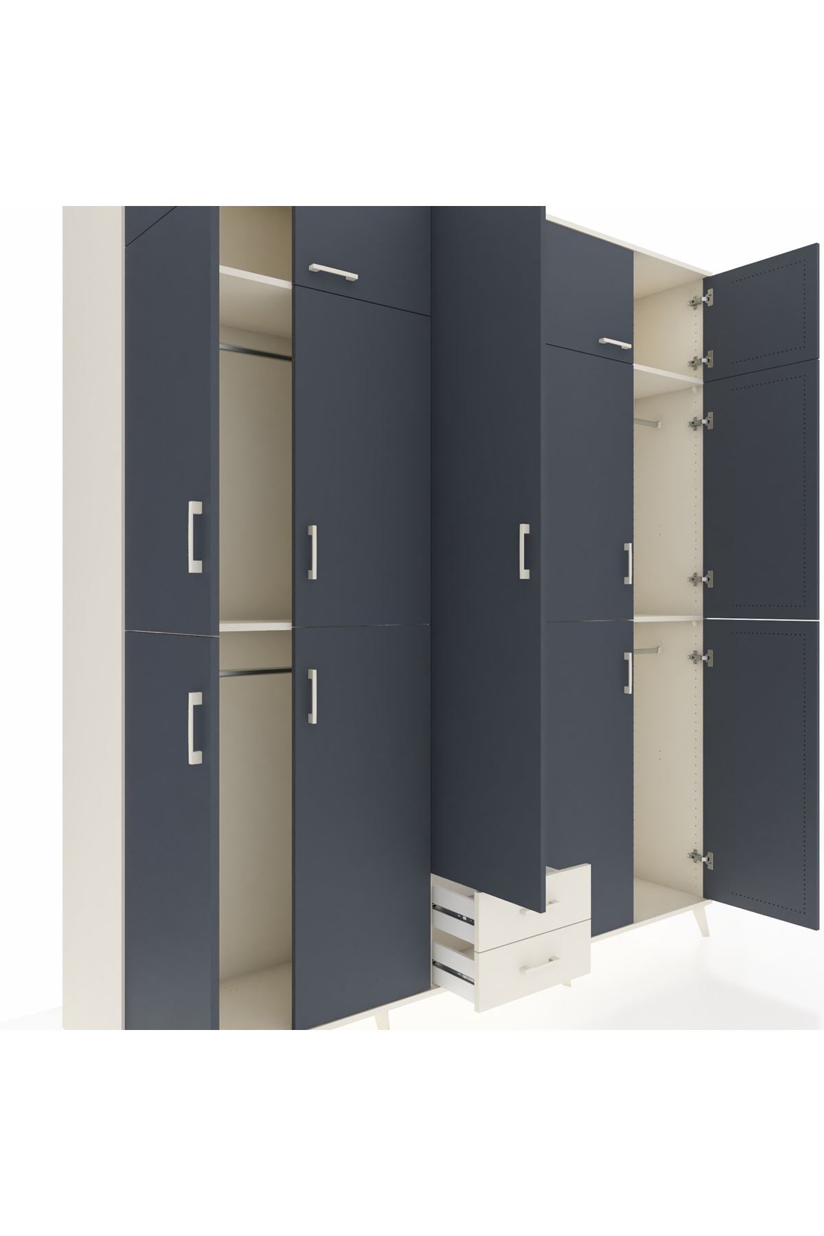 Hyperion Dolap 10 Raflı 2 Çekmeceli 4 Askılı 220x44x243 Aytaşı-Antrasit/Aytaşı