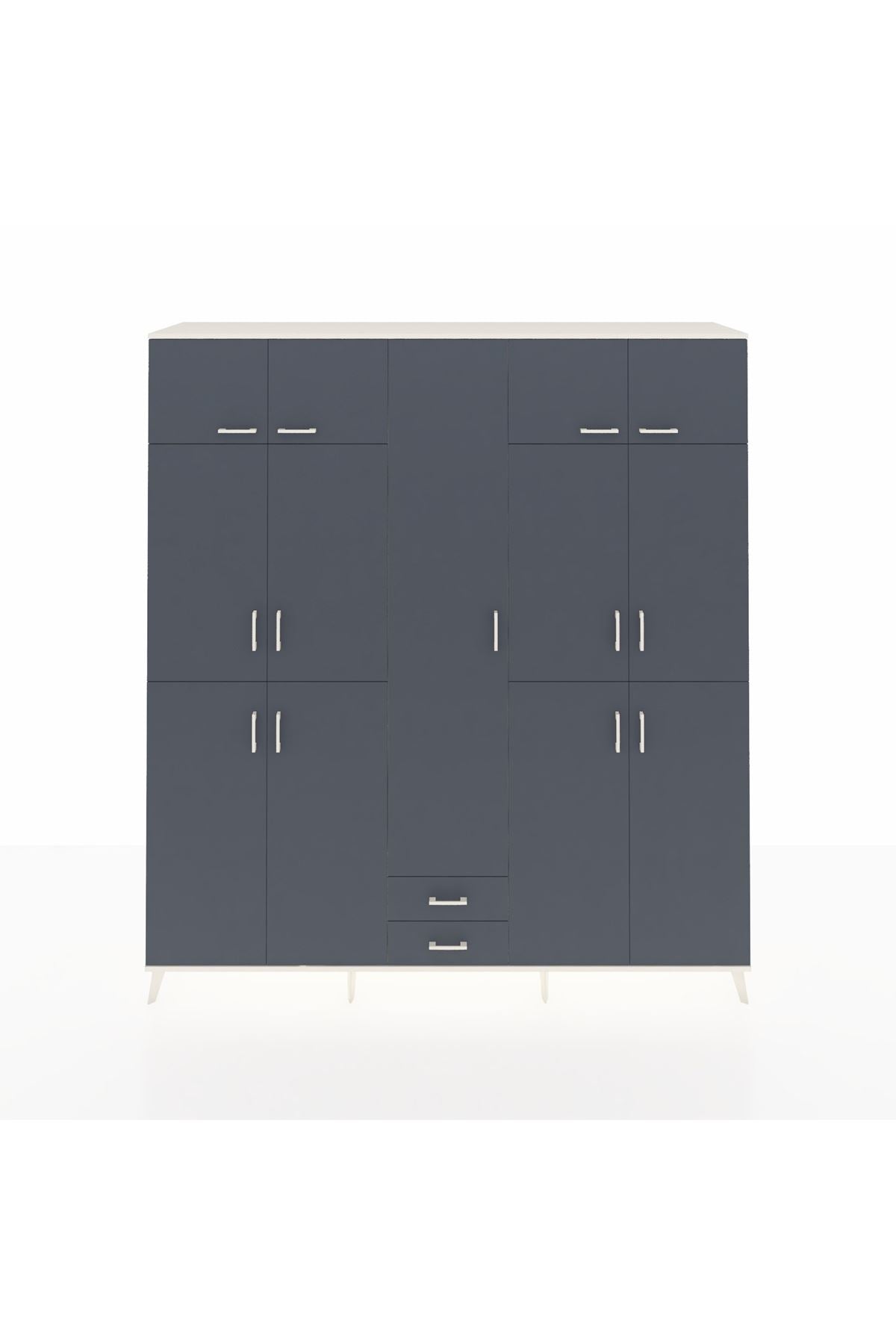 Hyperion Dolap 10 Raflı 2 Çekmeceli 4 Askılı 220x44x243 Aytaşı-Antrasit/Antrasit