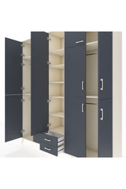 Hyperion Dolap 10 Raflı 2 Çekmeceli 4 Askılı 220x44x243 Aytaşı-Antrasit/Antrasit