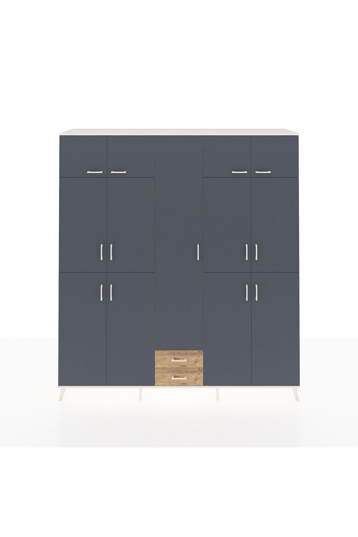 Hyperion Dolap 10 Raflı 2 Çekmeceli 4 Askılı 220x44x243 Aytaşı-Antrasit/Çam