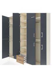 Hyperion Dolap 10 Raflı 2 Çekmeceli 4 Askılı 220x44x243 Aytaşı-Antrasit/Çam