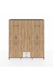 Hyperion Dolap 10 Raflı 2 Çekmeceli 4 Askılı 220x44x243 Antrasit-Çam/Aytaşı