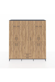 Hyperion Dolap 10 Raflı 2 Çekmeceli 4 Askılı 220x44x243 Antrasit-Çam/Çam