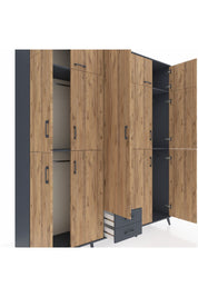 Hyperion Dolap 10 Raflı 2 Çekmeceli 4 Askılı 220x44x243 Antrasit-Çam/Antrasit