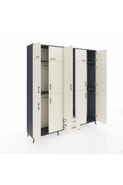 Hyperion Dolap 10 Raflı 2 Çekmeceli 4 Askılı 220x44x243 Antrasit-Aytaşı/Aytaşı