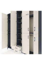 Hyperion Dolap 10 Raflı 2 Çekmeceli 4 Askılı 220x44x243 Antrasit-Aytaşı/Aytaşı